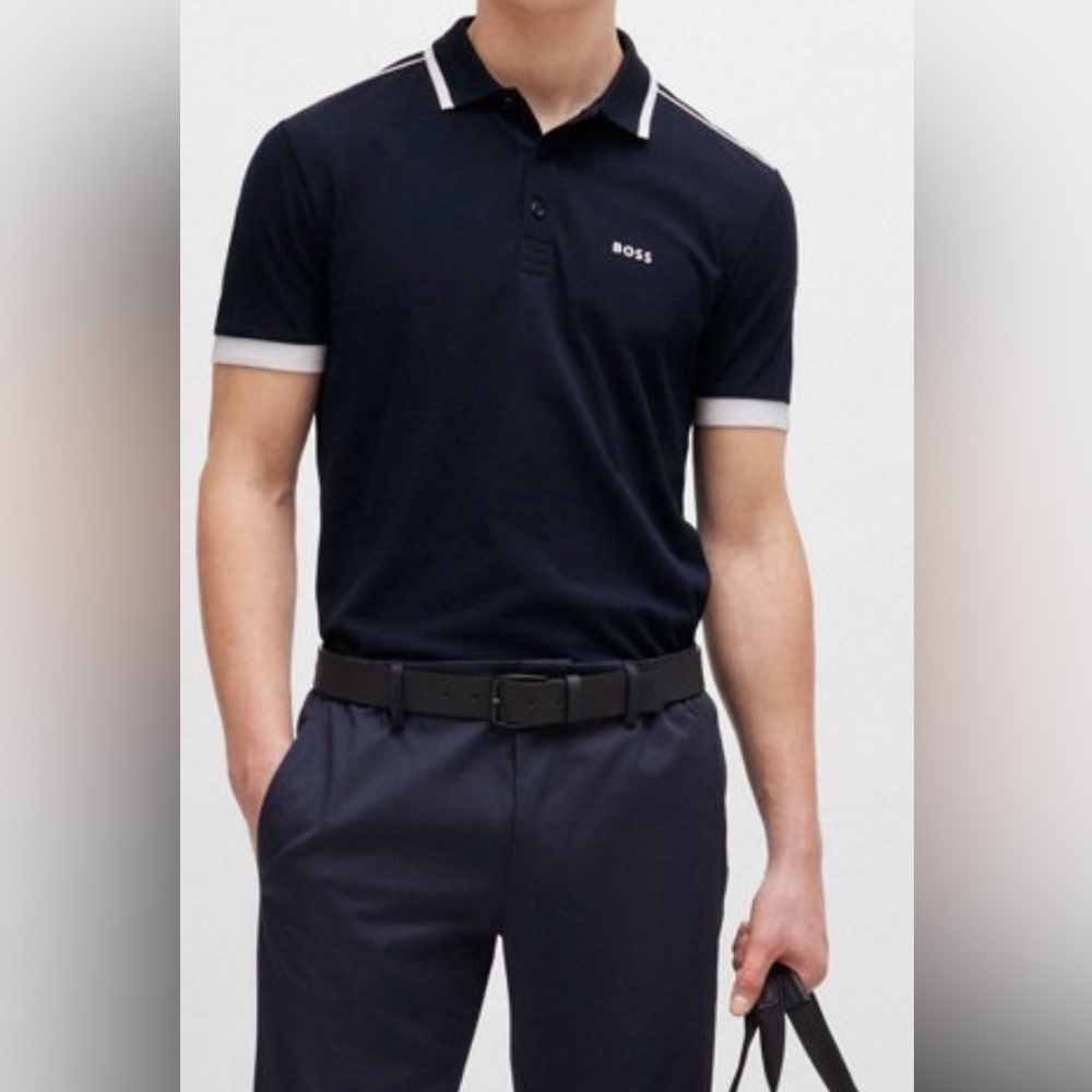 Hugo Boss COTTON-PIQUÉ POLO SHIRT WITH CONTRAST STRIPES AND LOGO SIZE L